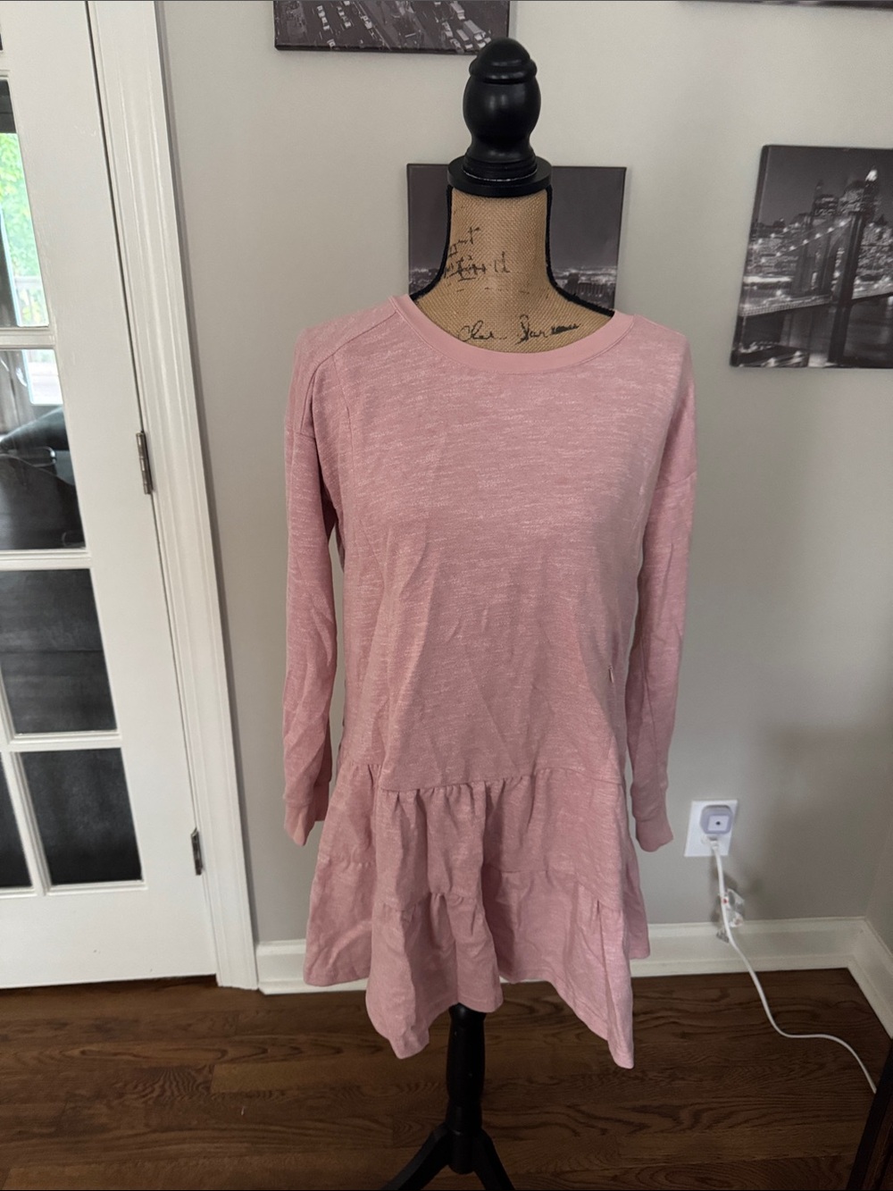 Seraphine Blush Pink Knit Ruffle Hem Dress